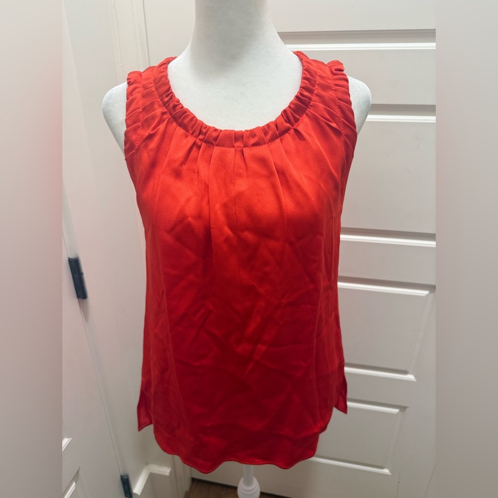 Boss Hugo Boss. Ivanica Shirred Sleeveless Blouse. Sunset Orange. Size 4.